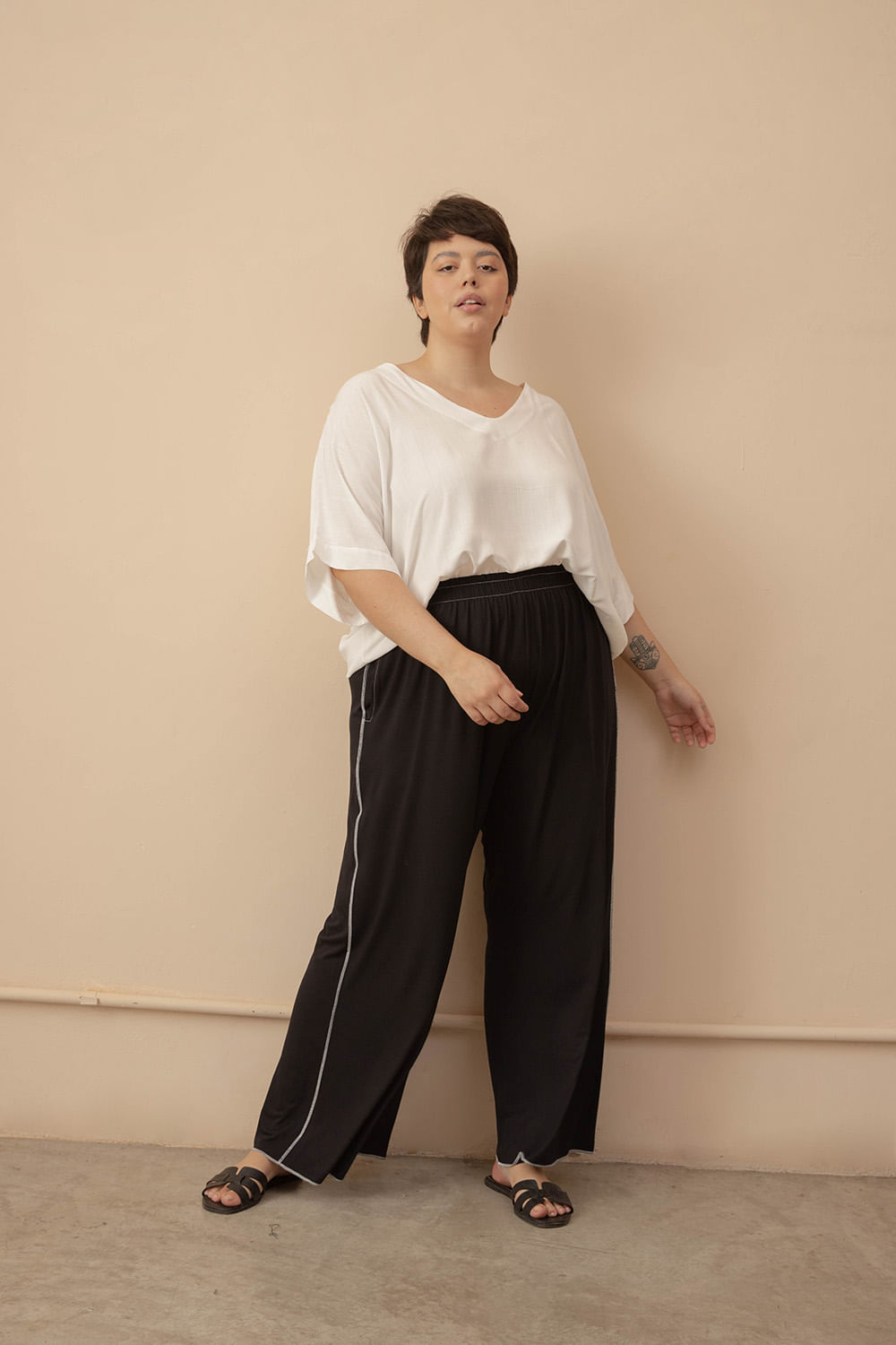 Calça Wide Leg Plus Size - 198